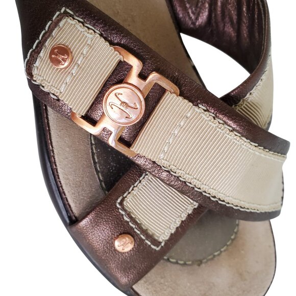 COLE HAAN Sandal Shoe Women's 6.5B Strap 2" Heel Wedge Slip On Brown - Picture 6 of 14